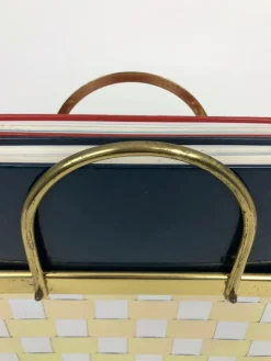 Hot Pamono Hollywood Regency Magazine Racket Holder in Brass and Chrome, Italy, 1970s