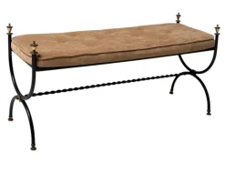 Pamono Hollywood Regency Patinated Iron and Brass Bedroom Bench, 1960s> Benches