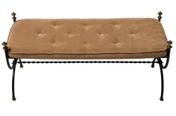 Pamono Hollywood Regency Patinated Iron and Brass Bedroom Bench, 1960s><noscript><img width=