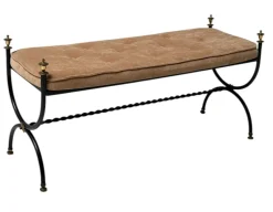 Pamono Hollywood Regency Patinated Iron and Brass Bedroom Bench, 1960s><noscript><img width=