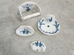 New Pamono Hollywood Regency Porcelain Bathroom from Porcelain De Paris, 1970s, Set of 13