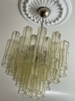Pamono Honey Murano Glass Chandeliers, Set of 2