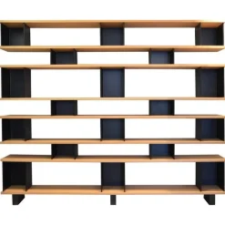 Clearance Pamono Horizontal Matte Black Steel and Oak Bookcase by Atelier Cabanel