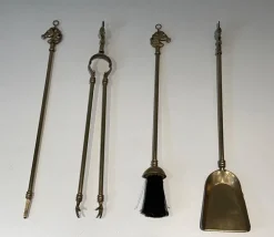 Discount Pamono Horse Head Fire Tools in Brass in the style of the Maison Jansen, 1950s, Set of 5