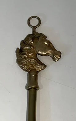 Discount Pamono Horse Head Fire Tools in Brass in the style of the Maison Jansen, 1950s, Set of 5