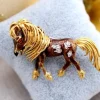 Best Pamono Horse Shaped Gold Brooch with Enamel Applications and Diamonds