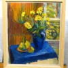 Online Pamono Huguette Baudrot, Blue Vase, 1950s, Oil on Paper