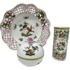 Best Pamono Hungarian Rothschild Porcelain Set fromm Herend, Set of 3