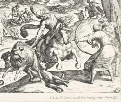 Pamono Hunting Scene - Original Etching by Antonio Tempesta - Early 17th Century Early 17th Century> Old Masters