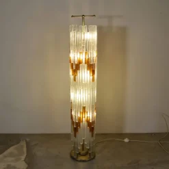 Pamono Ice & Orange Murano Glass Floor Lamp by Albano Poli for the Poliarte><noscript><img width=