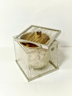 Pamono Ice Acrylic Glass and Steel Ice Bucket, Italy, 1970s><noscript><img width=