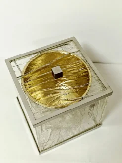Pamono Ice Acrylic Glass and Steel Ice Bucket, Italy, 1970s><noscript><img width=
