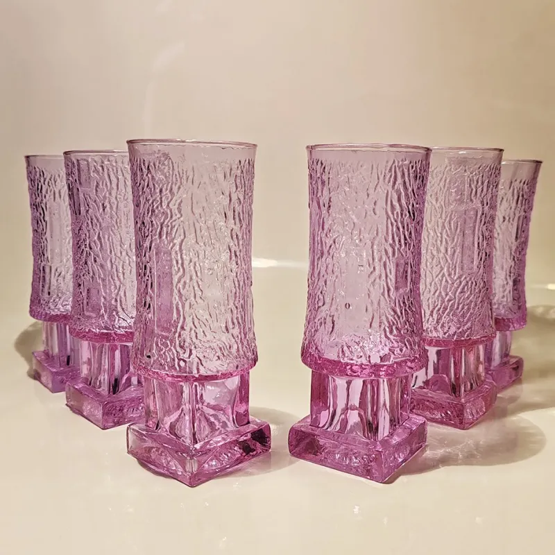 Pamono Ice Bucket and 6 Glasses in Murano Glass Alexandrite, Italy, 1960s, Set of 7> Ice Buckets & Wine Coolers