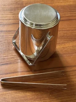 Pamono Ice Bucket and Tongs by Gallia Christofle for Christofle, Set of 2><noscript><img width=