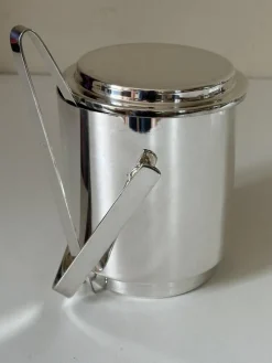Pamono Ice Bucket and Tongs by Gallia Christofle for Christofle, Set of 2><noscript><img width=