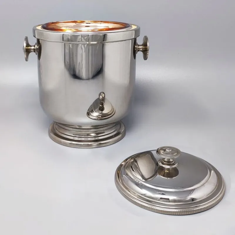 Pamono Ice Bucket in Stainless Steel by Aldo Tura for Macabo, 1960s> Ice Buckets & Wine Coolers