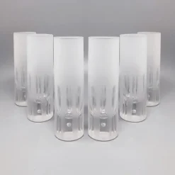 Hot Pamono Ice Bucket with Glasses in Hand Cut Lead Crystal from Kristal, Italy, 1960, Set of 7