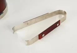 Pamono Ice Bucket with Tongs in Tortoiseshell Style Acrylic Glass and Chrome from Alpac, France, 1970s, Set of 2><noscript><img width=