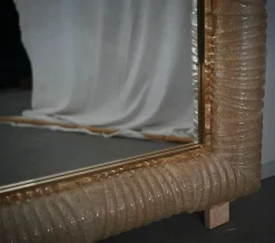 Outlet Pamono Illuminated Golden Murano Glass and Brass Wall Mirror, 2000