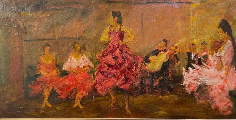 New Pamono Impressionist Dance Scene, 20th Century, Oil Painting on Canvas