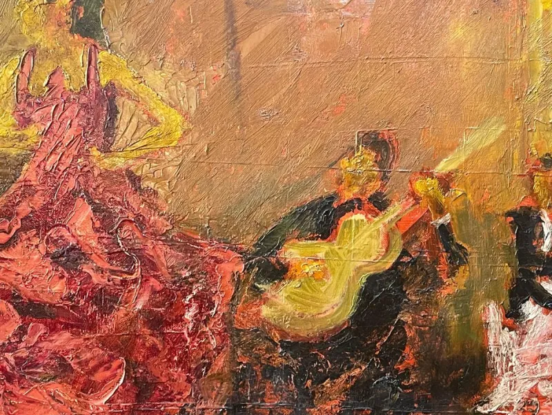 New Pamono Impressionist Dance Scene, 20th Century, Oil Painting on Canvas