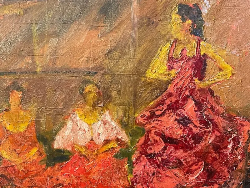 New Pamono Impressionist Dance Scene, 20th Century, Oil Painting on Canvas
