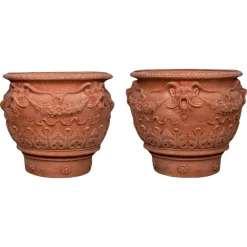 Hot Pamono Impruneta Terracotta Planters with Fauns, Late 20th Century, Set of 2