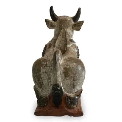 Pamono Indian Artist, Nandi Cow Sculpture, 1800s, Carved and Lacquered Wood
