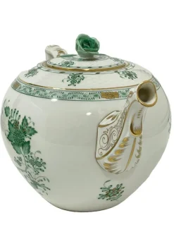 Pamono Indian Basket Green Pattern Porcelain Tea Service for 12 from Herend, Hungary, 1930s, Set of 27><noscript><img width=