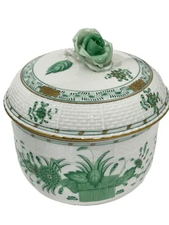 Pamono Indian Basket Green Pattern Porcelain Tea Service for 12 from Herend, Hungary, 1930s, Set of 27><noscript><img width=