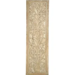 New Pamono Indian Carved Wooden Wall Panel with Floral Decoration