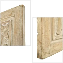 New Pamono Indian Carved Wooden Wall Panel with Floral Decoration