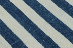 Pamono Indian Dhurrie Rug with Blue and White Stripes from R&K Principal Jahanshah Nazmiyal> Carpets & Textiles|Carpets & Textiles