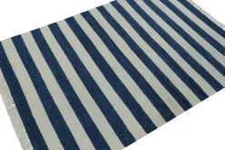 Pamono Indian Dhurrie Rug with Blue and White Stripes from R&K Principal Jahanshah Nazmiyal><noscript><img width=