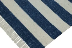 Pamono Indian Dhurrie Rug with Blue and White Stripes from R&K Principal Jahanshah Nazmiyal><noscript><img width=