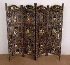 Pamono Indian Four-Part Screen, Rajasthan, Early 1900s> Room Dividers & Screens