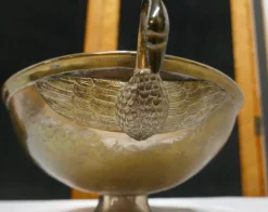 Pamono Indian Oval Beaten Brass Dish with Swan Handles, 1900s><noscript><img width=