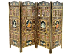Online Pamono Indian Polychrome Screen, Early 20th Century