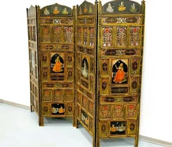 Online Pamono Indian Polychrome Screen, Early 20th Century