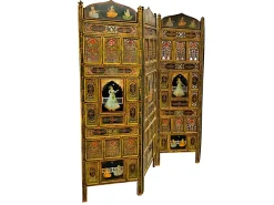 Online Pamono Indian Polychrome Screen, Early 20th Century