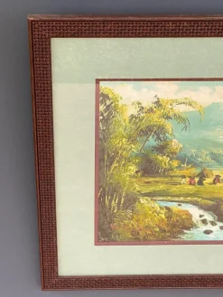 Outlet Pamono Indochinese Rice Field, 1950s, Oil on Canvas, Framed