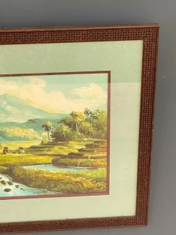 Outlet Pamono Indochinese Rice Field, 1950s, Oil on Canvas, Framed