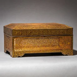 Pamono Indo-Middle Eastern Iron Koftgari Casket, Late 19th Century> Trunks Crates & Baskets