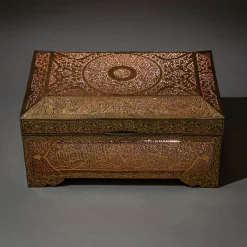 Pamono Indo-Middle Eastern Iron Koftgari Casket, Late 19th Century> Trunks Crates & Baskets