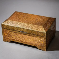 Pamono Indo-Middle Eastern Iron Koftgari Casket, Late 19th Century><noscript><img width=