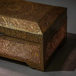 Pamono Indo-Middle Eastern Iron Koftgari Casket, Late 19th Century><noscript><img width=
