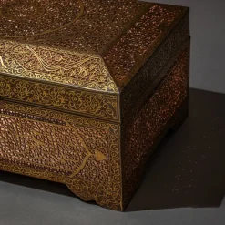 Pamono Indo-Middle Eastern Iron Koftgari Casket, Late 19th Century><noscript><img width=
