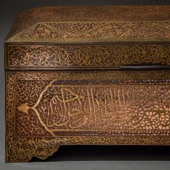 Pamono Indo-Middle Eastern Iron Koftgari Casket, Late 19th Century><noscript><img width=