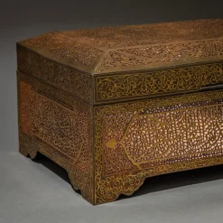 Pamono Indo-Middle Eastern Iron Koftgari Casket, Late 19th Century><noscript><img width=