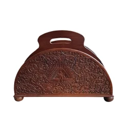 Sale Pamono Indonesian Colonial Art Deco Hand Carved Wooden Magazine Rack